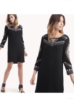 Ella Moss Black Embroidered dress - XS